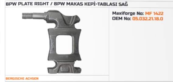 BPW MAKAS TABLASI SAG (ISLENMIS SET) 05.032.21.18.0